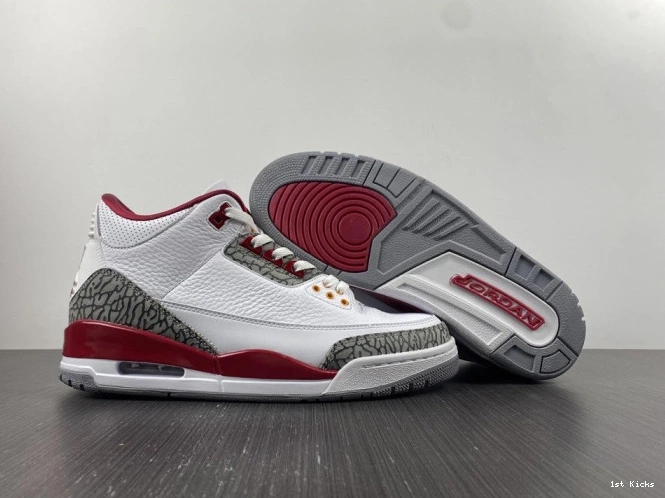 1st Kicks Jordan 3 CT8532-126 Red Cardinal Retro 0715